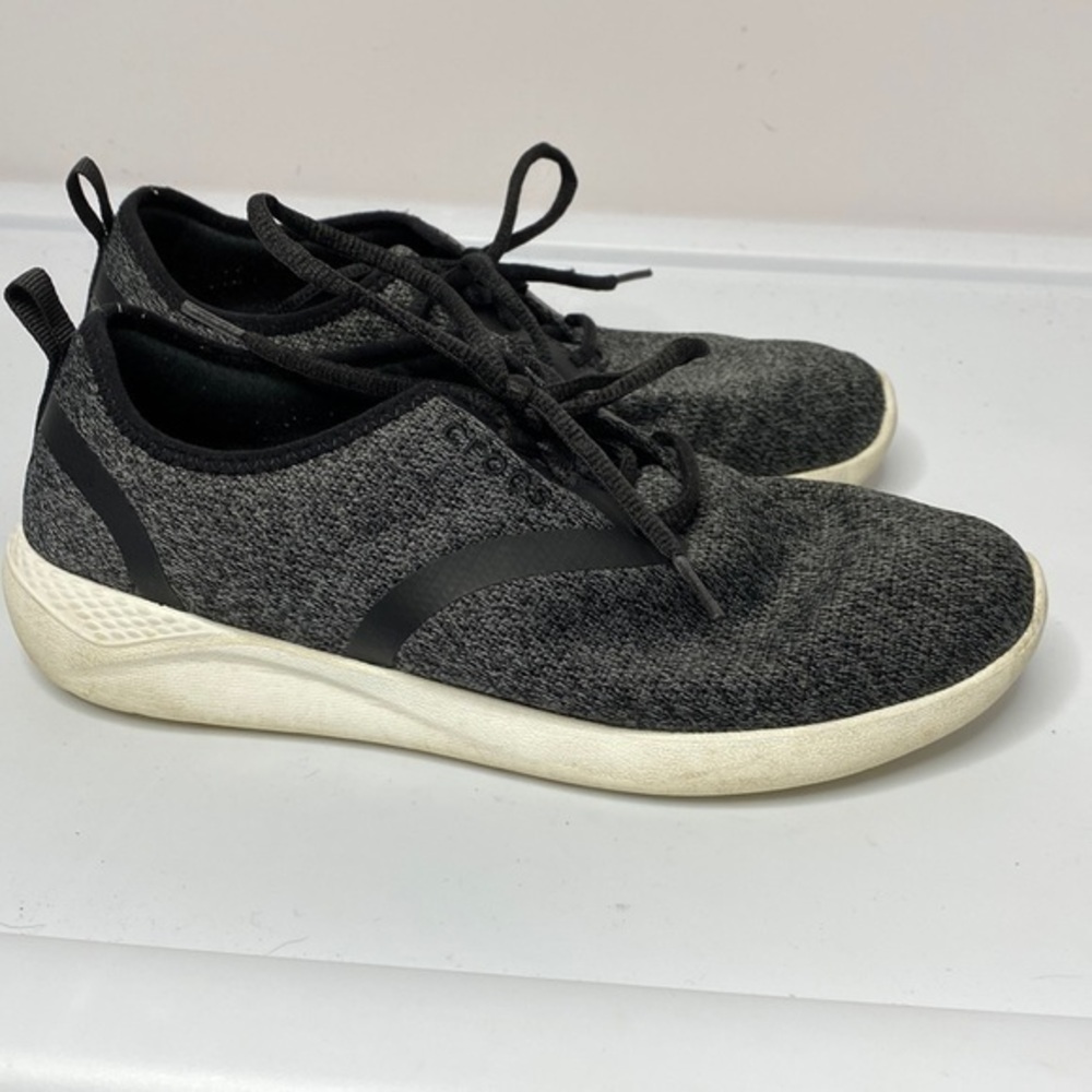Crocs Black Gray Fabric Sneakers Size 8‎